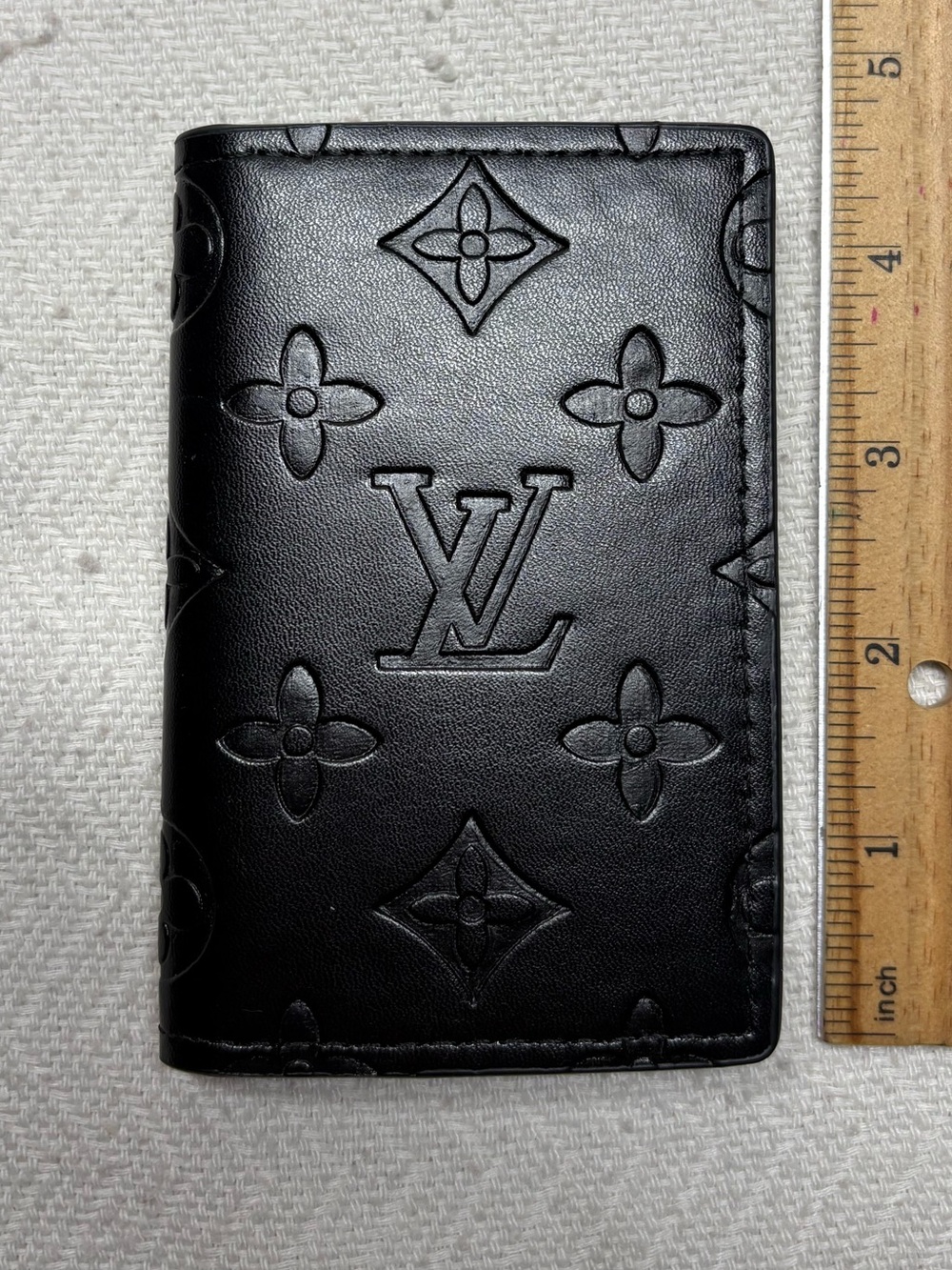 LV Black Embossed Monogram Leather Card & Key Holder